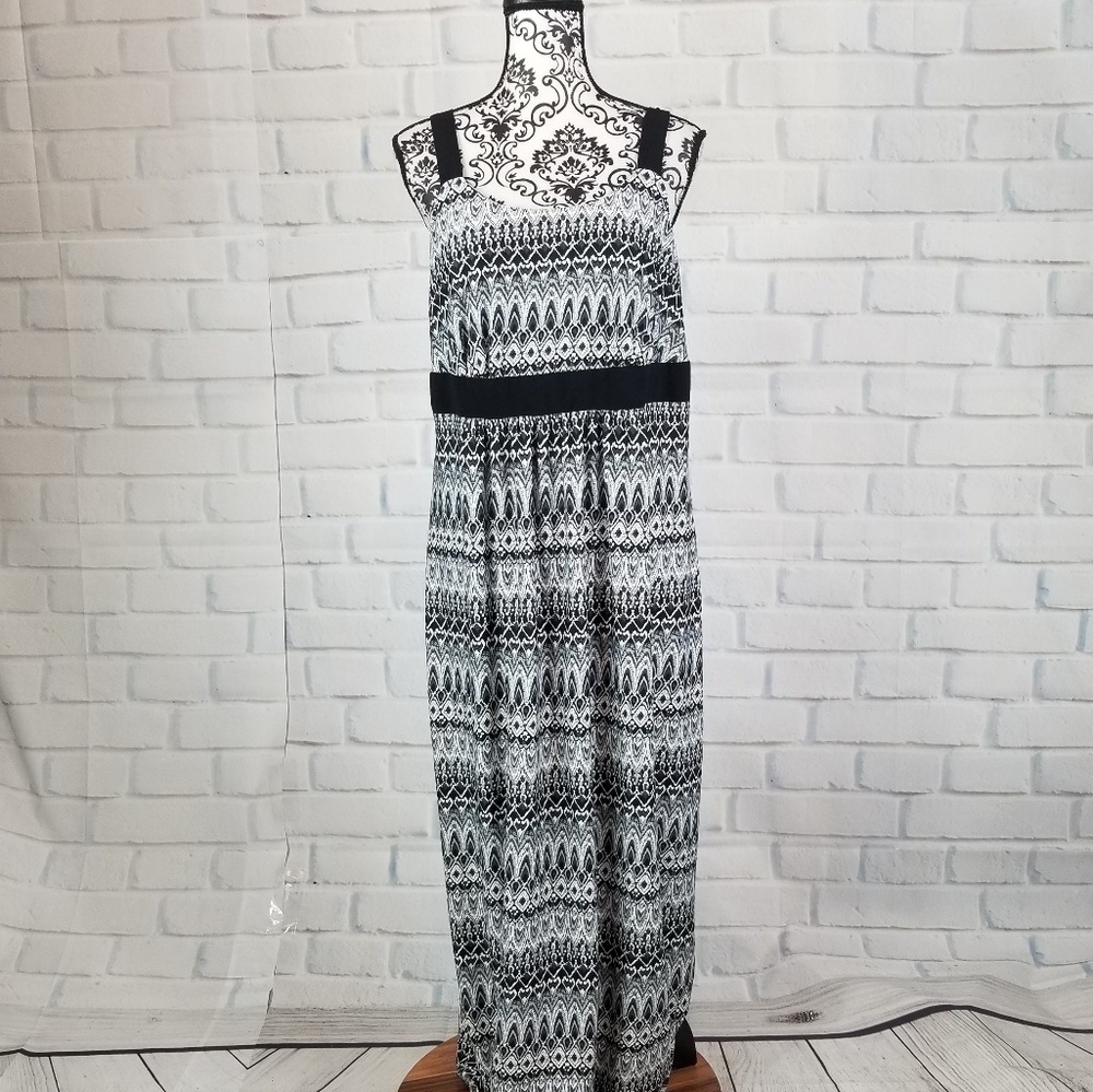 Roz & ali sz14 stretch knit geo print maxi dress